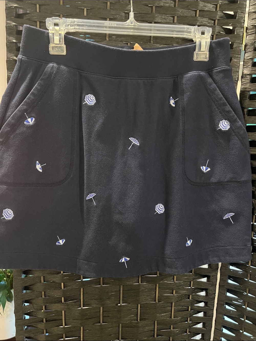 Talbots Navy Pickleball //Tennis Skort -Blue and White Umbrella Embroidery